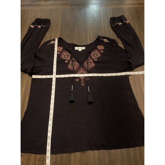 Idyllwind XL Black Embroidered Peasant Blouse Western Tassel Miranda Lambert - Picture 7 of 9